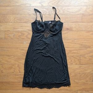 Victoria's secret black chamise teddy lace top modal blend